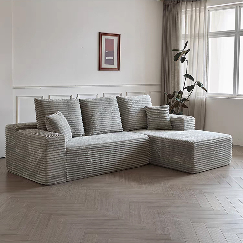 Wholesale corduroy fabric lounge chairs, compressed sponge sofas, I-shaped combination vacuum box sets, boneless compressed sofas Specification image