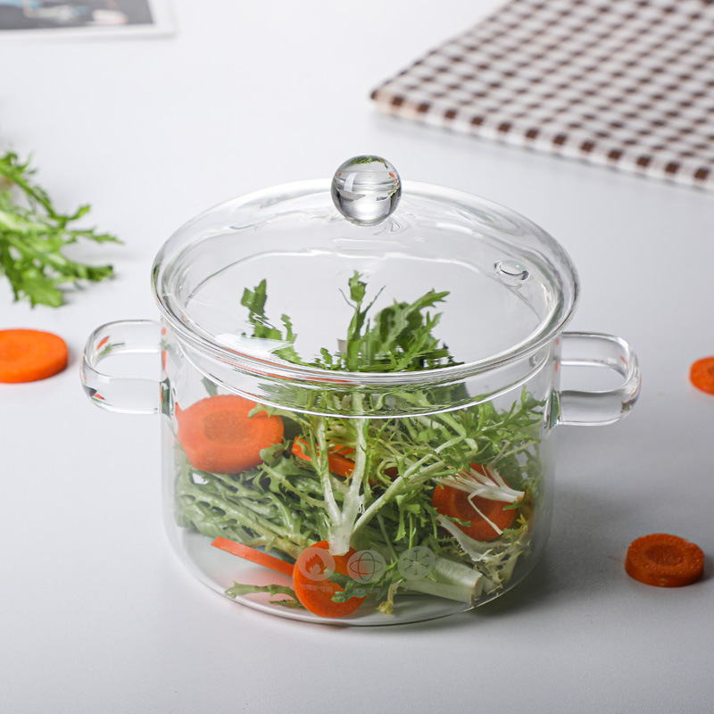 High borosilicate glass health pot, salad pot, noodle cooking pot, high-temperature resistant boiling pot, mini instant noodle stew pot, soup pot Specification image