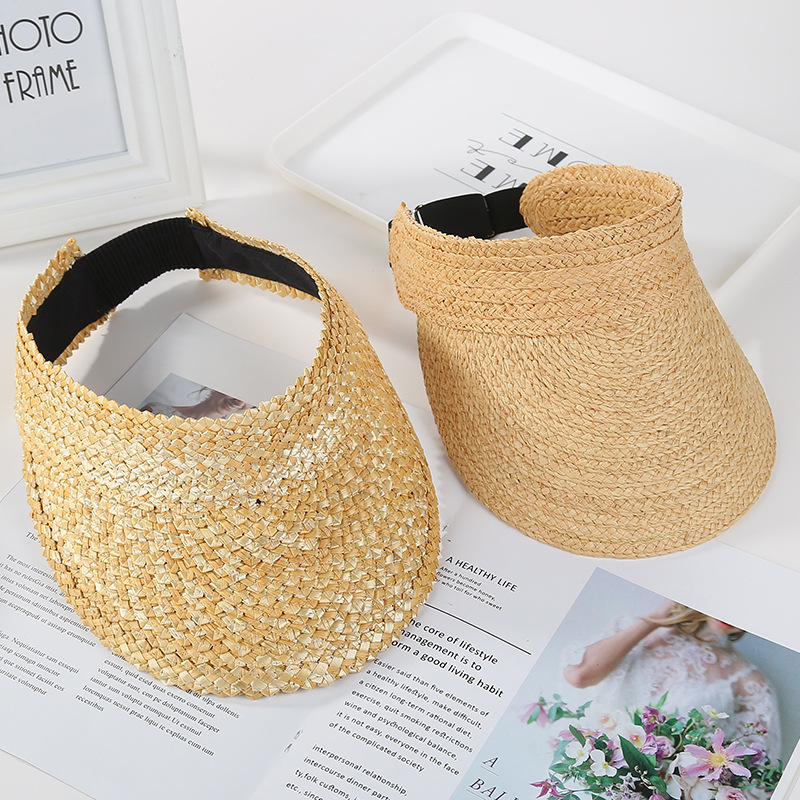 2020 Online new trendy women's hats, hand-sewn Lafite straw open-top sun hat, Lafite straw hat for women Item Picture