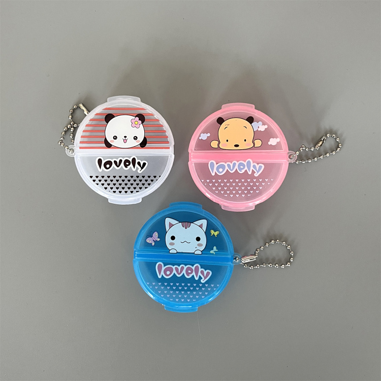 创意圆形药盒出差旅行便携随身透明小药盒收纳学生药盒批发白底实物图