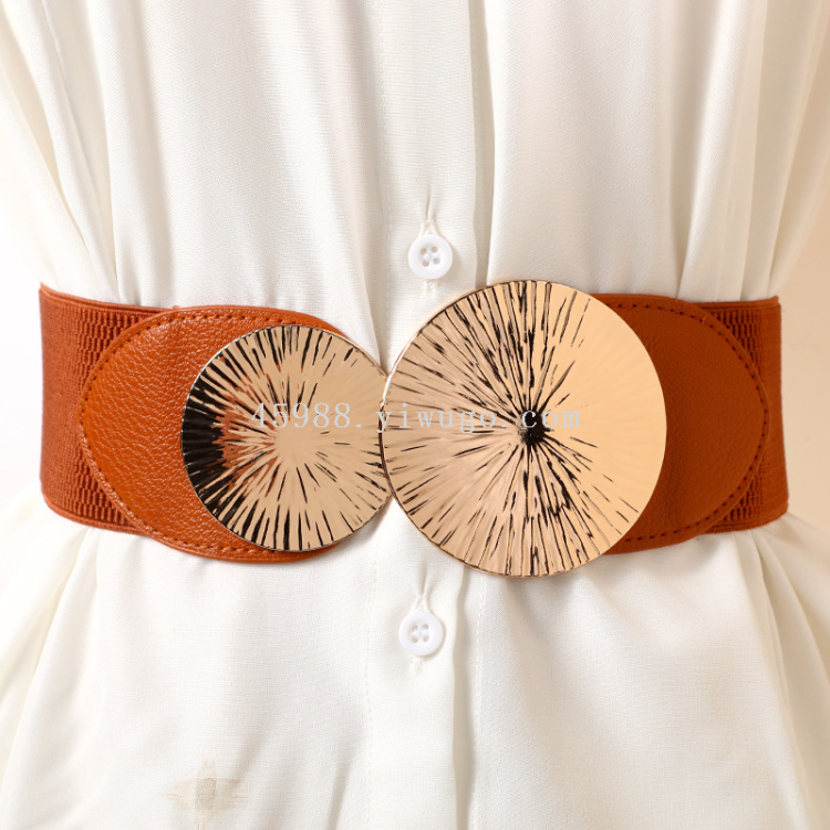 Cross-border best-selling women's belts, elastic and tight metal button-down accessories, dresses, coats, cinched waists, and waistbands Item Picture