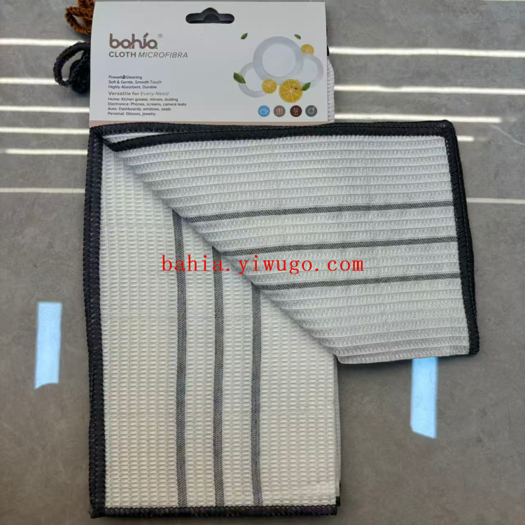 30*30cm striped checkered pot cloth with brush, dish towel, stain and grease removal cloth, kitchen cleaning scouring pad, wiping cloth Specification image