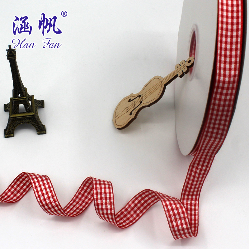 2 points -6 points (0.6-2cm) black, white and red checkered ribbon, silk ribbon and colorful ribbon gift packaging diy factory direct sales details Picture