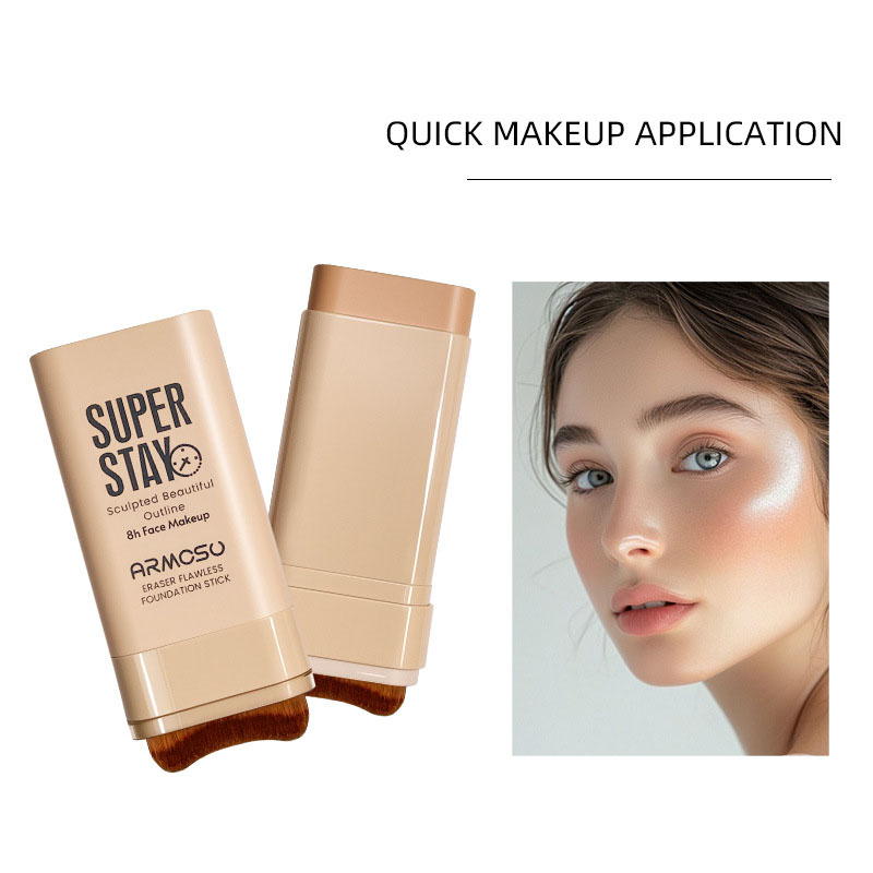 Long-lasting smooth makeup stick eliminates blemishes, oil-control and moisturizing foundation, high-quality waterproof
