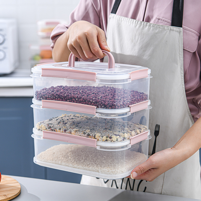 Customized plastic hand-held food storage box sets, large rectangular square food storage boxes, food-grade refrigerator storage boxes from the manufacturer