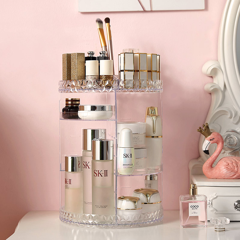 360-degree rotating multi-layer transparent cosmetic storage box, storage rack, organizing box, cosmetic organizing box, household storage box details Picture