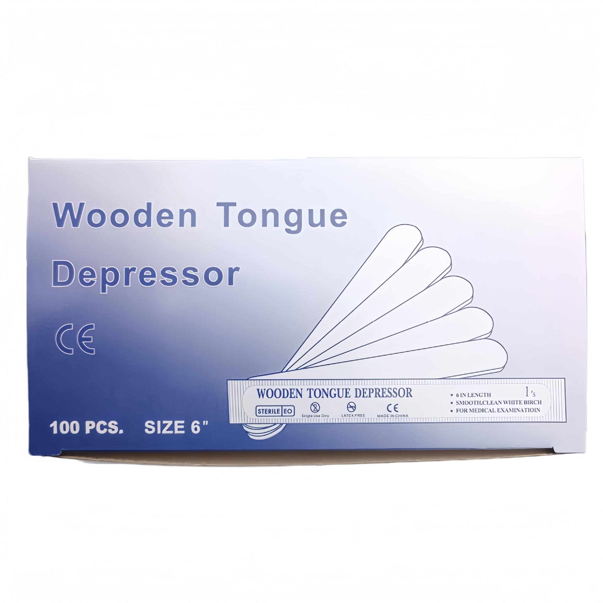 外贸一次性木质压舌板wooden tongue depressor单独英文包装产品图