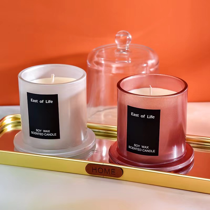 Smokeless soy wax, golden bell jar, glass cup, candle, souvenir, gift, bamboo, green tea scented candle, factory direct sales