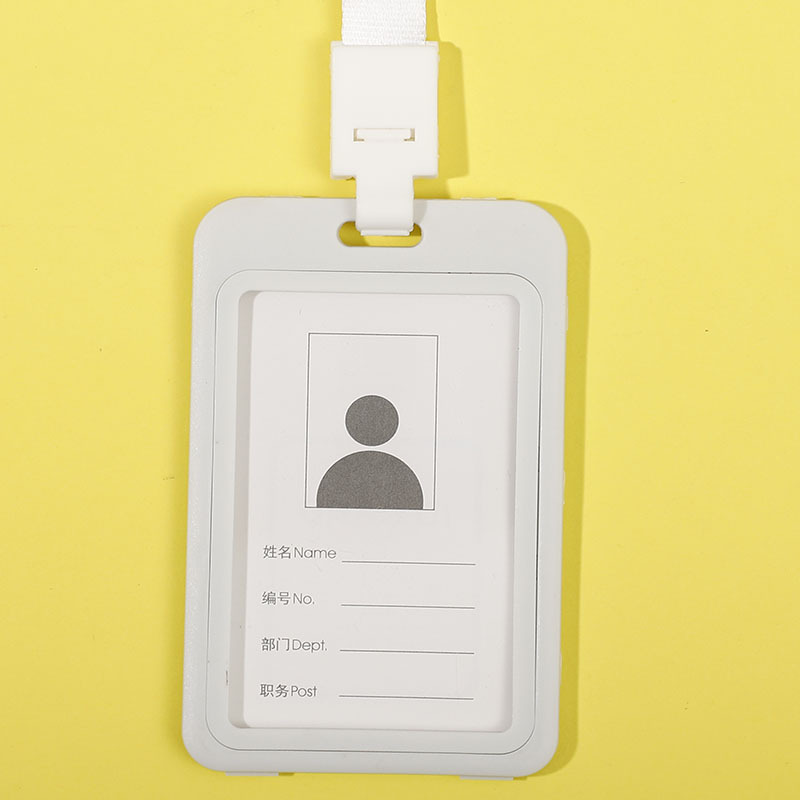 In-stock thickened plastic work badges, double-sided transparent, horizontal and vertical dual-purpose employee name tags, work ID cards, campus student card holders Item Picture