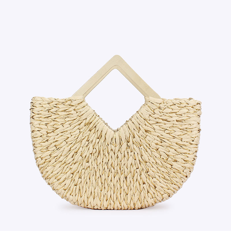 One-piece dropshipping vacation beach bag, simple and versatile, gold thread fine woven handbag, woven bag, handcrafted ladies' bag