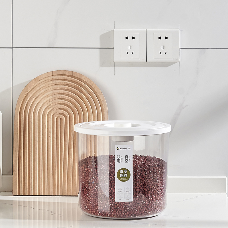 Vacuum rice bucket, transparent PET coarse grain bucket, household large-capacity insect-proof and moisture-proof press-type vacuum storage jar Specification image
