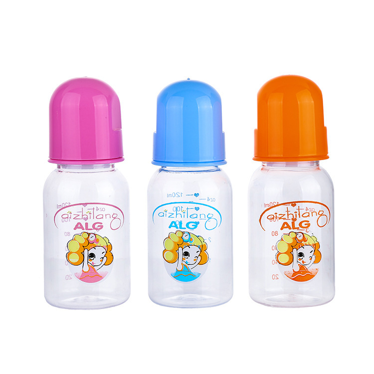 ALG新生儿标口pp奶瓶宝宝喝水喂养硅胶奶嘴瓶塑料120ml母婴用品白底实物图