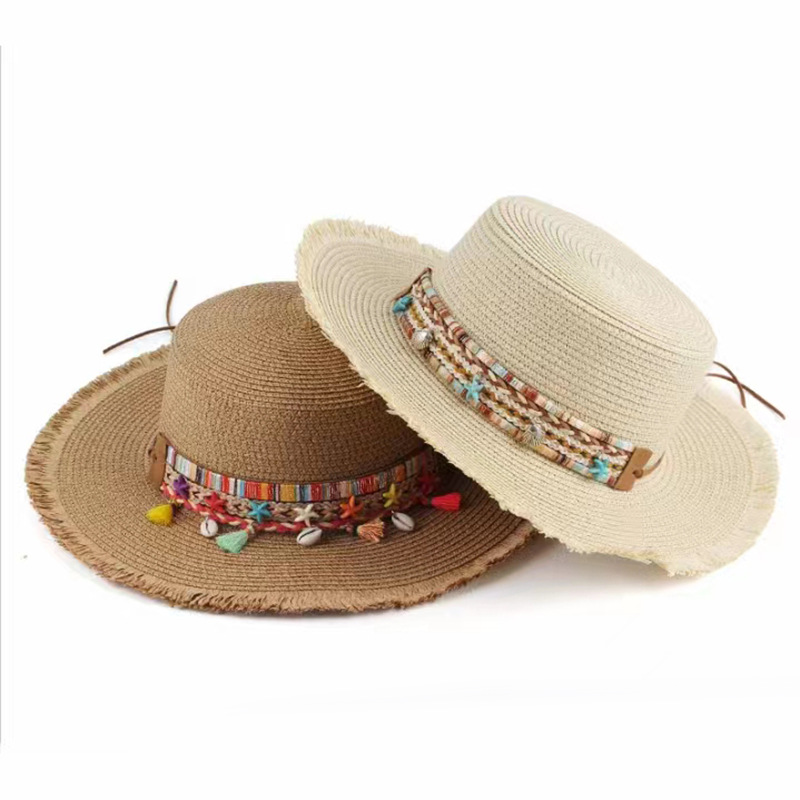 Wholesale of cross-border jazz hats with square buttoned domes, Panama Lafite flat-topped straw hats, and travel sunshade wide-brimmed top hats Specification image