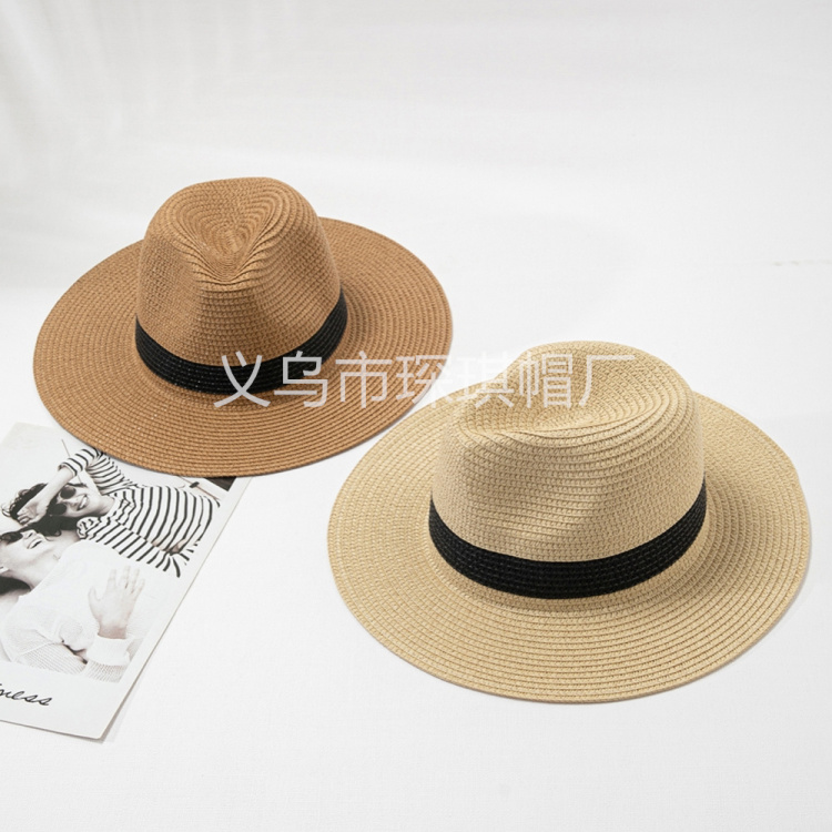 Cross-border bestsellers: Panamanian straw hats, beach hats, breathable sun hats, sun-protective denim hats, outdoor headwear, beach British top hats, suitable for both men and women Specification image