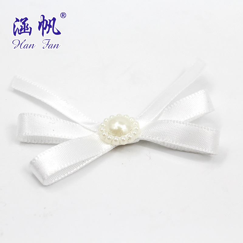 Satin polyester band, hand-tied bow, pearl bow, colorful clothing accessories, hair accessories, handcrafted bow Specification image