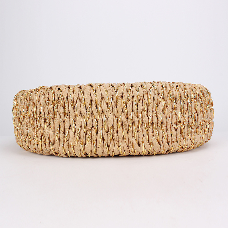 One-piece dropshipping vacation beach bag, simple and versatile, gold thread fine woven handbag, woven bag, handcrafted ladies' bag Specification image