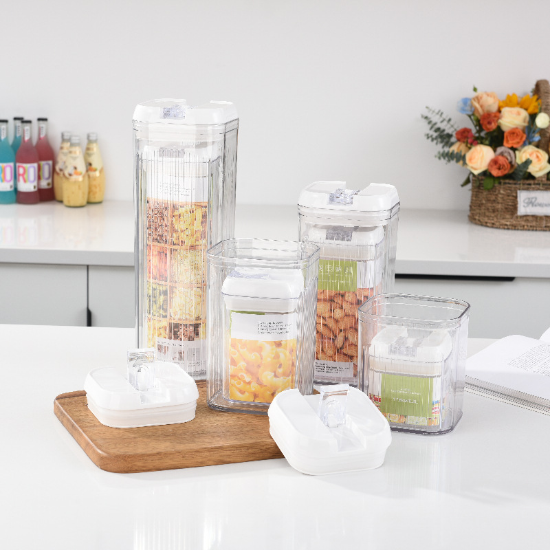 五谷杂粮收纳盒按压式食品收纳罐零食奶粉咖啡密封保鲜透明储物罐产品图
