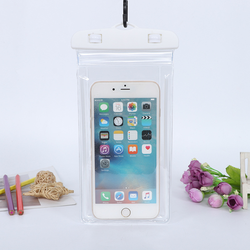 Luminous pvc transparent waterproof case, swimming beach phone bag, diving and surfing phone waterproof bag, custom logo, three-fold phone waterproof bag, acrylic accessory, shake shake diy phone case details Picture
