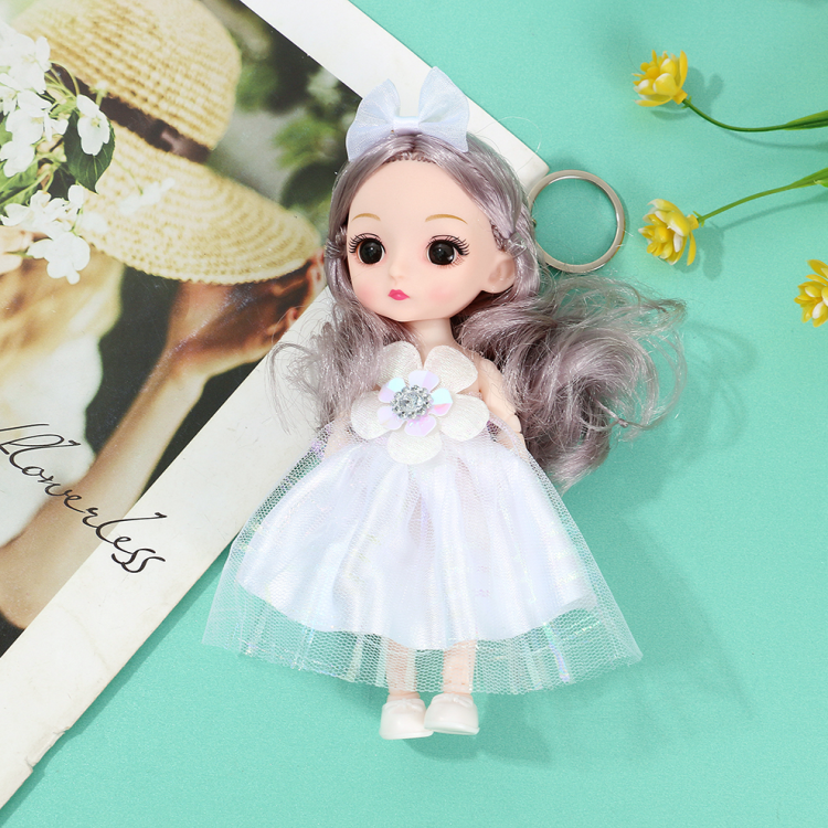 17 cm cartoon Barbie doll keychain, cute, trendy and exquisite girl doll princess toy doll bag pendant details Picture