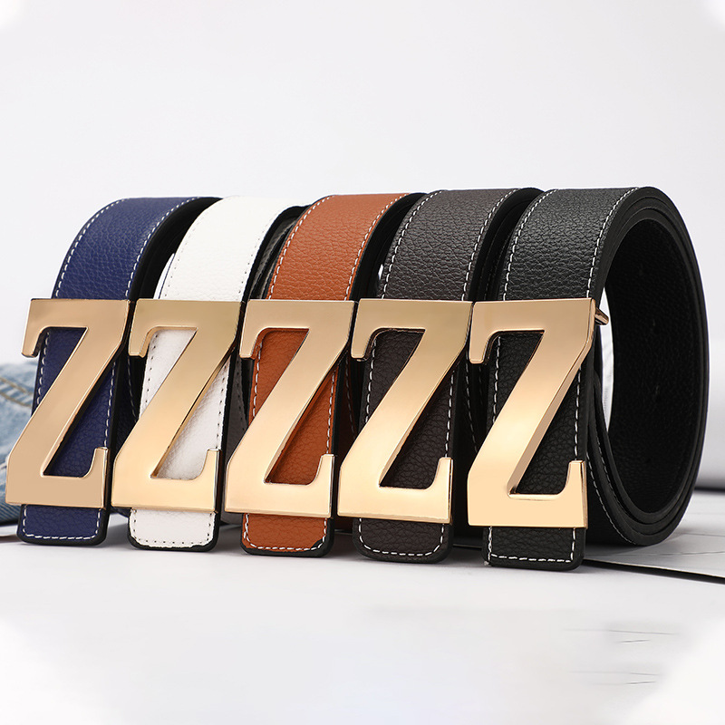 The letter Z decorated smooth buckle belt is a simple and versatile denim belt for women, suitable for both men and women, and is a Korean-style casual belt