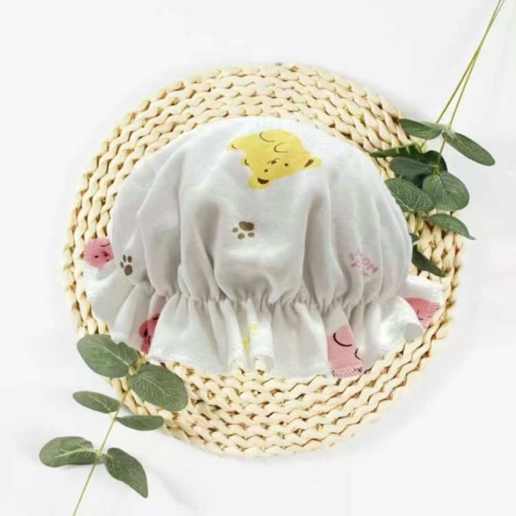 婴儿花边帽子初生宝宝胎帽春夏季薄款遮阳帽棉太阳帽薄透气