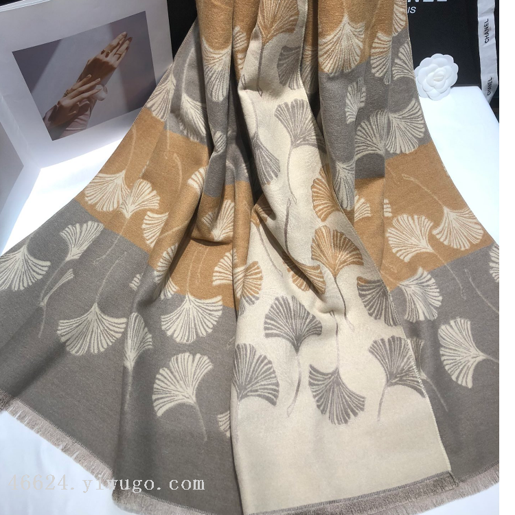 Cross-border scarf wholesale e-commerce live streaming supply chain supply 78 high-speed jacquard series, Ginkgo flower scarves in stock Item Picture