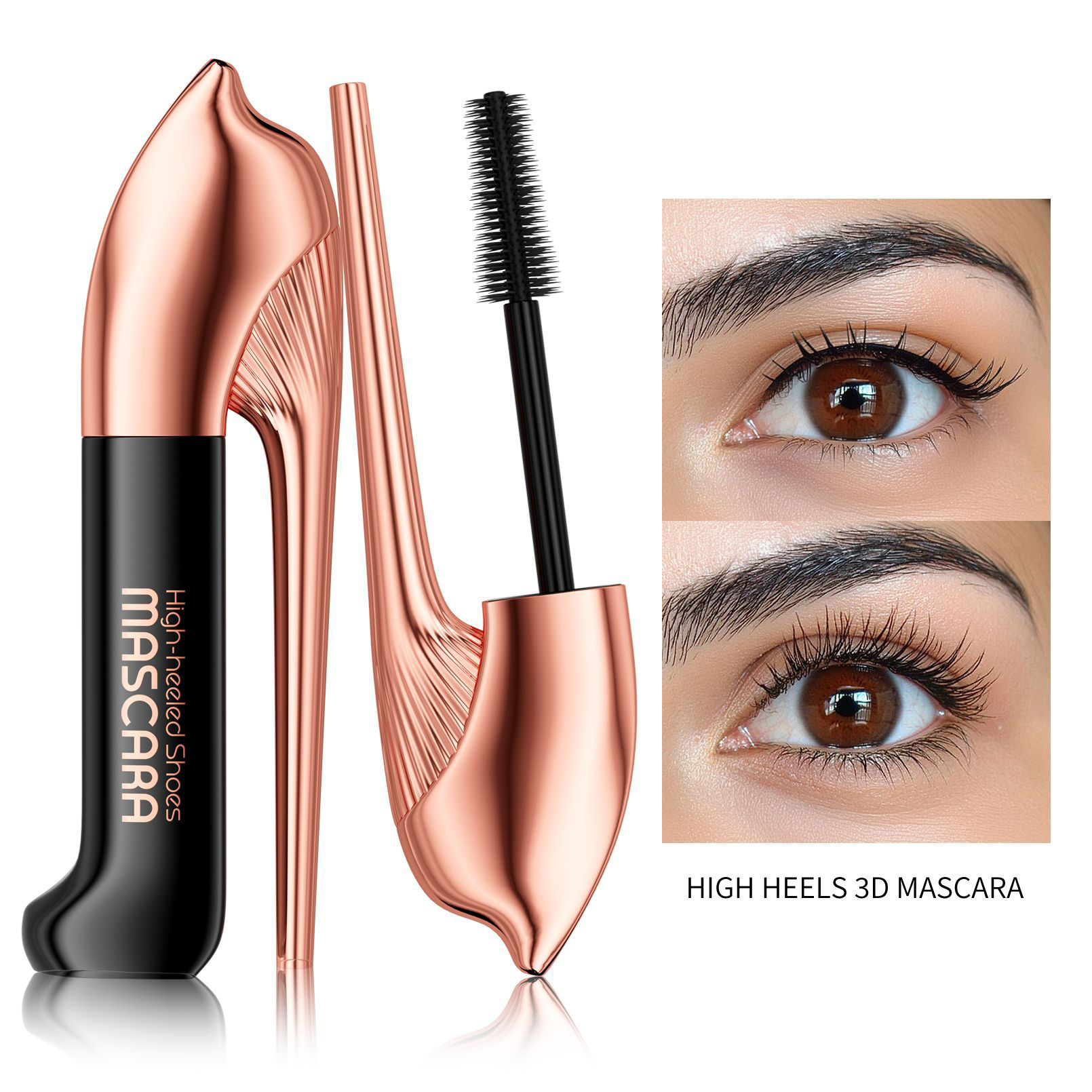 High-heel mascara - mascara primer - waterproof, long, thick and curly, non-fading women's mascara