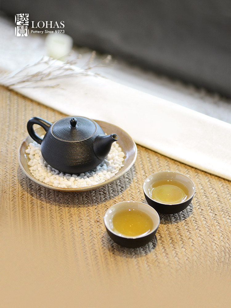 Lu Bao Ceramic Teapot Single-person Kung Fu Tea Set, one teapot and two cups, Zen Charm Wabi-sabi Style Tea Set Gift Box