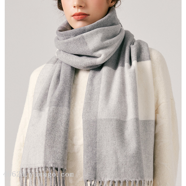 Wholesale of cross-border scarves in stock, e-commerce live streaming, supply chain, 96 wool series, color-blocked wool square grid