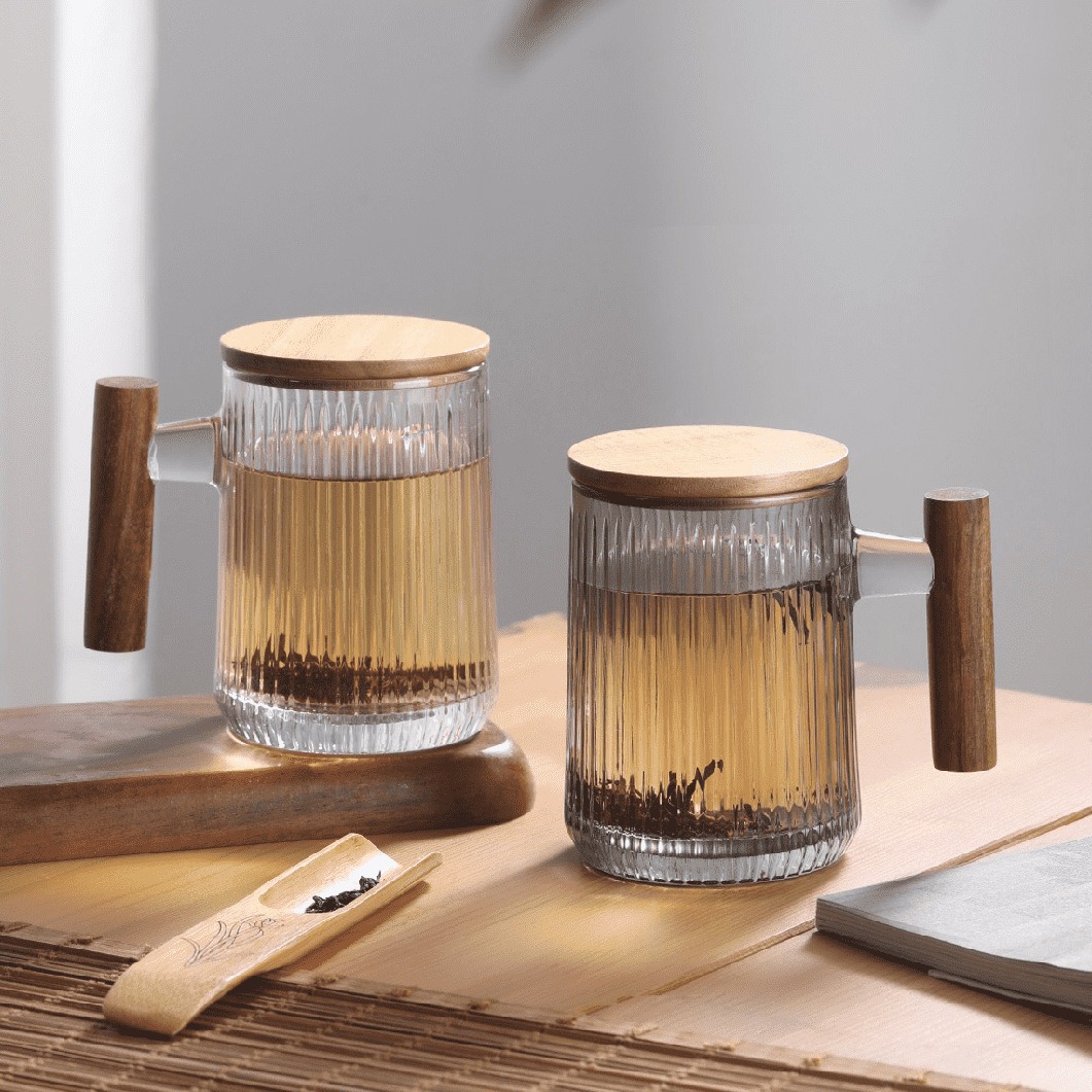 Mushang series of glass cups, Mushang tea drinking cups, office water cups, business meeting and event souvenirs wholesale