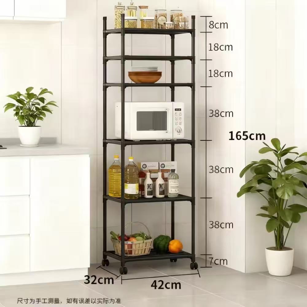 Kitchen storage rack, floor-standing multi-layer multi-functional household mobile storage rack, storage rack, microwave pot rack details Picture