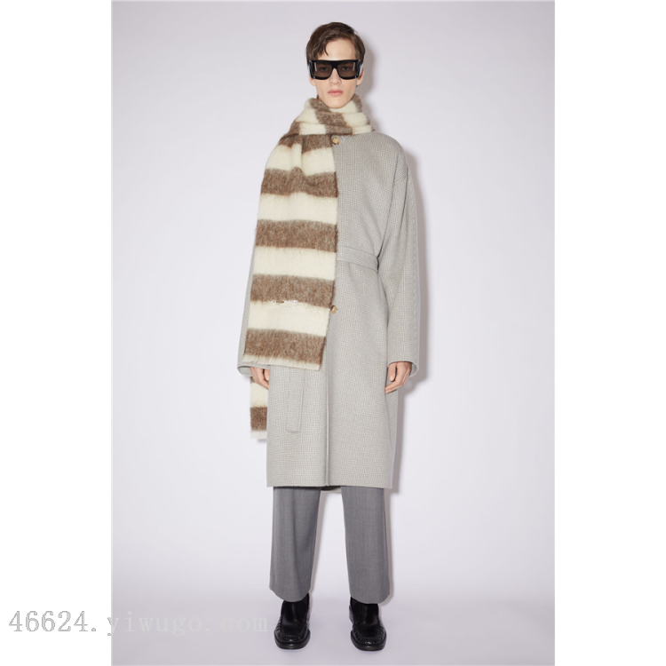 跨境围巾批发电商88AC散须双色横条超长围巾直播供应链供货