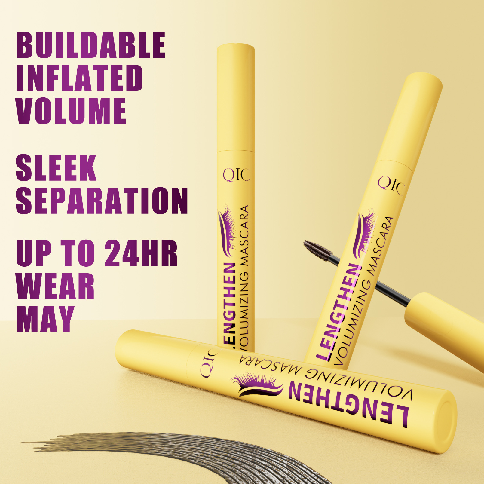 Full and curly eyelash mascara - long, dense, waterproof, non-transferable and long-lasting 4D eyelashes details Picture