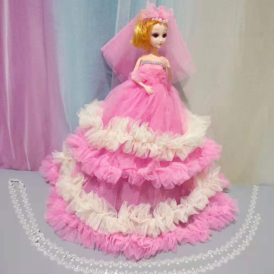 Four-layer wedding dress, Yuexin Barbie Princess, girl, children's game toy, 50cm realistic doll, pendant, gift