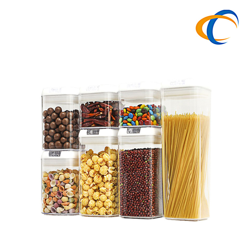 The press-type food preservation plastic vacuum sealed can for kitchen storage of grains and cereals is easy to fasten and store