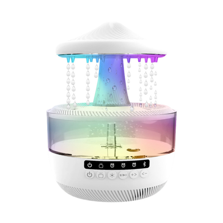 New Bluetooth speaker, Cloud raindrop aroma diffuser, seven-color ambient light, remote control, timed essential oil aroma diffuser and humidifier Item Picture