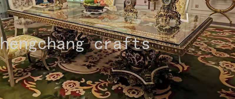 高档欧式餐桌大家庭长餐桌法国陶瓷青铜雕2.8米餐桌