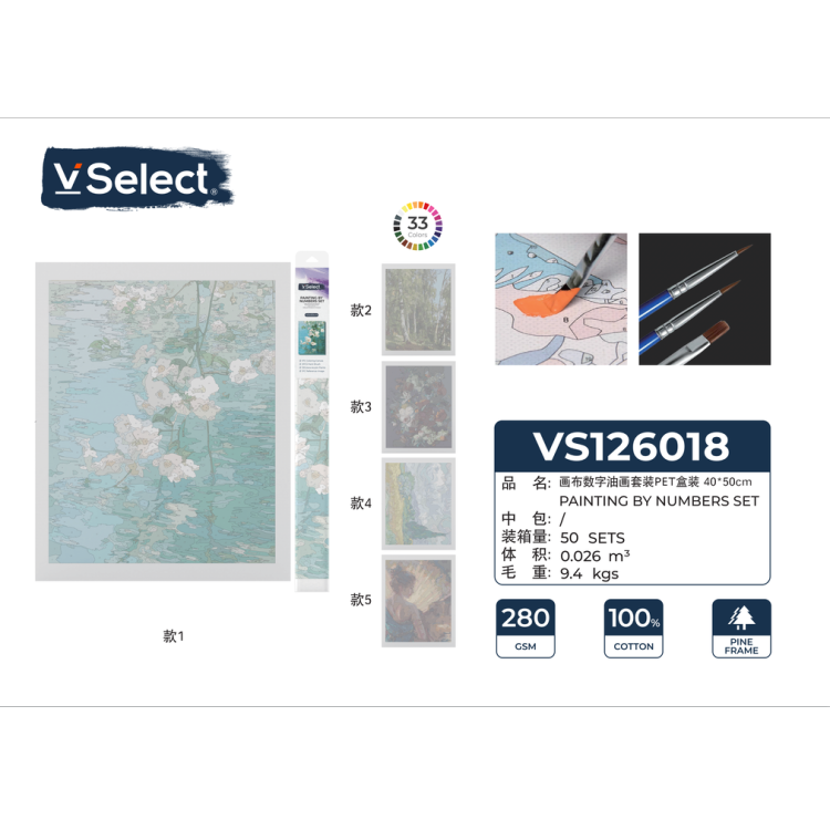 VSelect PET Boxed Canvas Digital Oil Painting Frameless DIY Hand-painted Coloring Set details Picture
