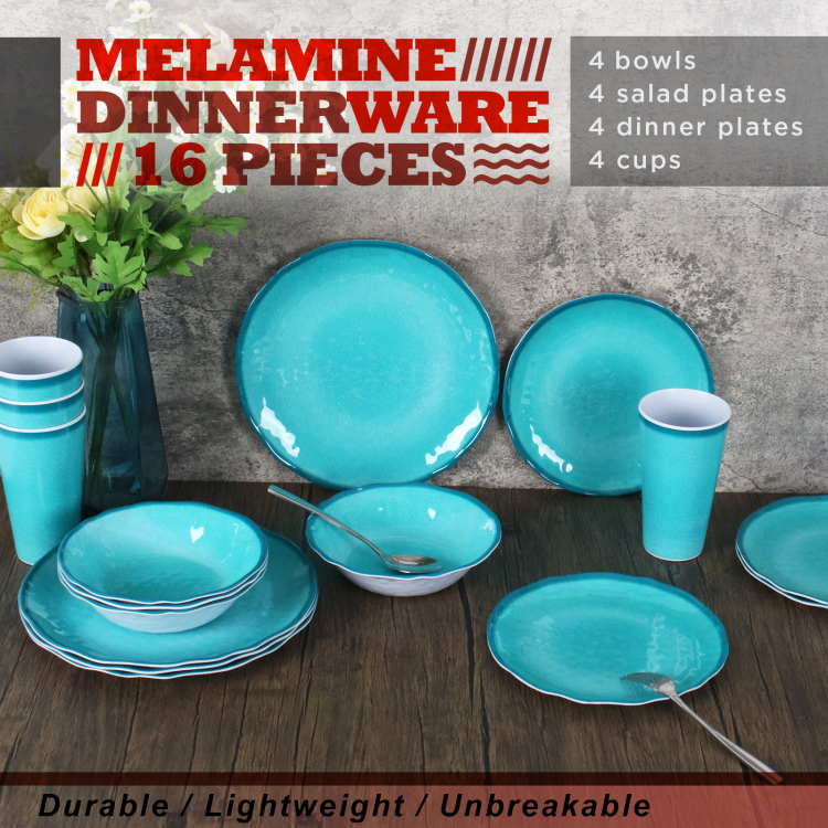 Export 16-piece set of melamine tableware, A5 food-grade tableware, imitation porcelain tableware, loose, non-fading, machine washable