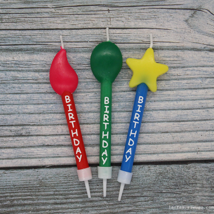 厂家直销3支星星气球火苗形状生日蜡烛节日派对烘焙蛋糕装饰蜡烛细节图