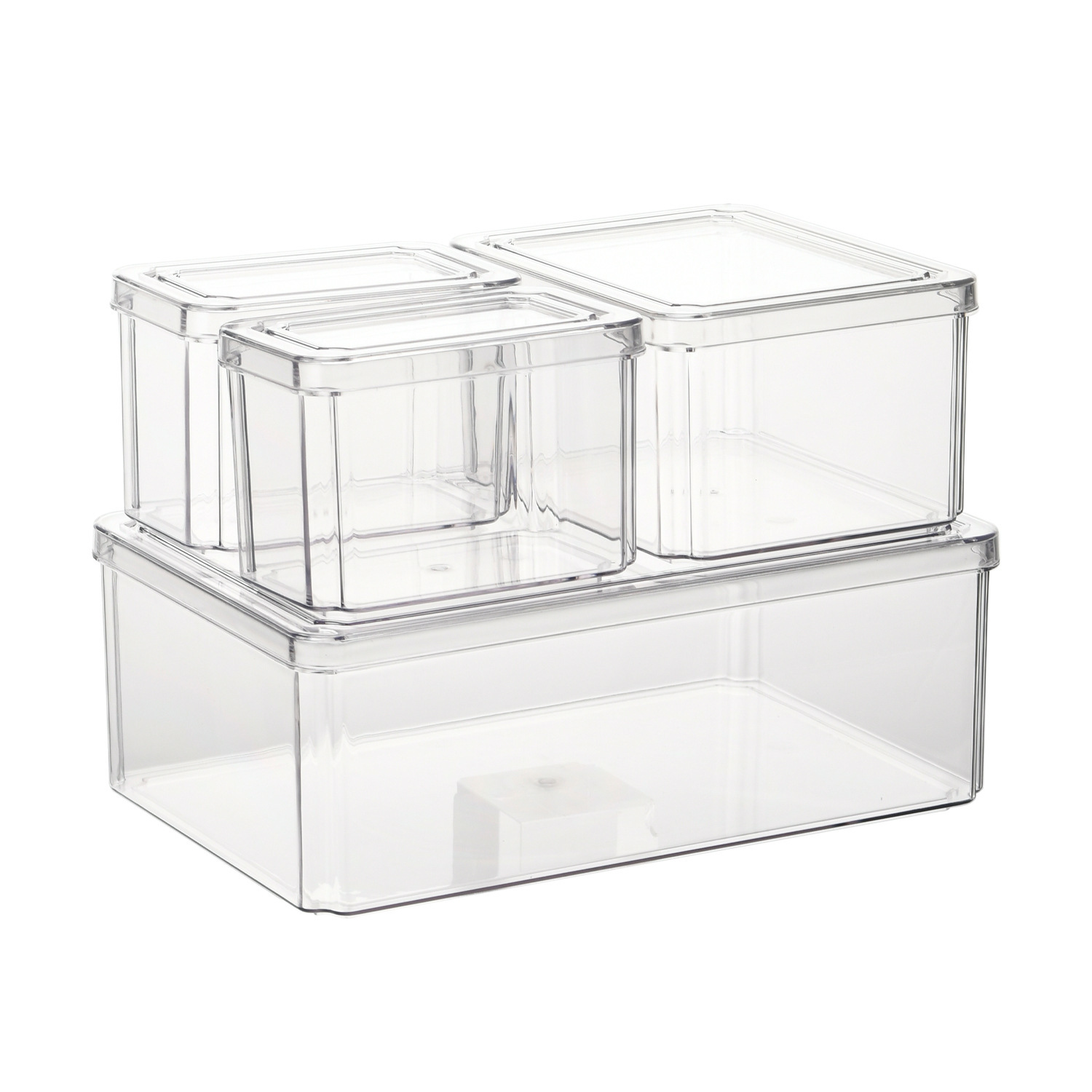 Refrigerator storage box, PET plastic transparent seven-piece set, freezer draining and fresh-keeping box, household refrigerator storage Application Scenario