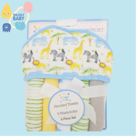 婴童用品宝宝浴巾婴儿口水巾连帽披风套装婴儿手帕巾小方巾