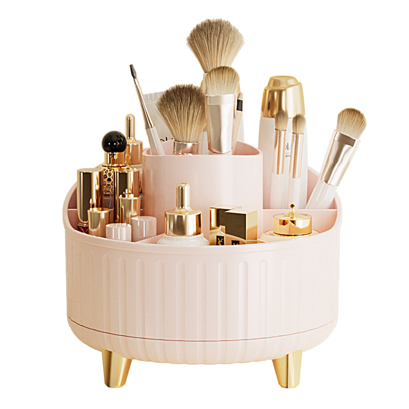 Cosmetic storage box desktop with a high-end feel, dust-proof storage, makeup brush bucket, rotatable dressing table desktop, makeup bucket