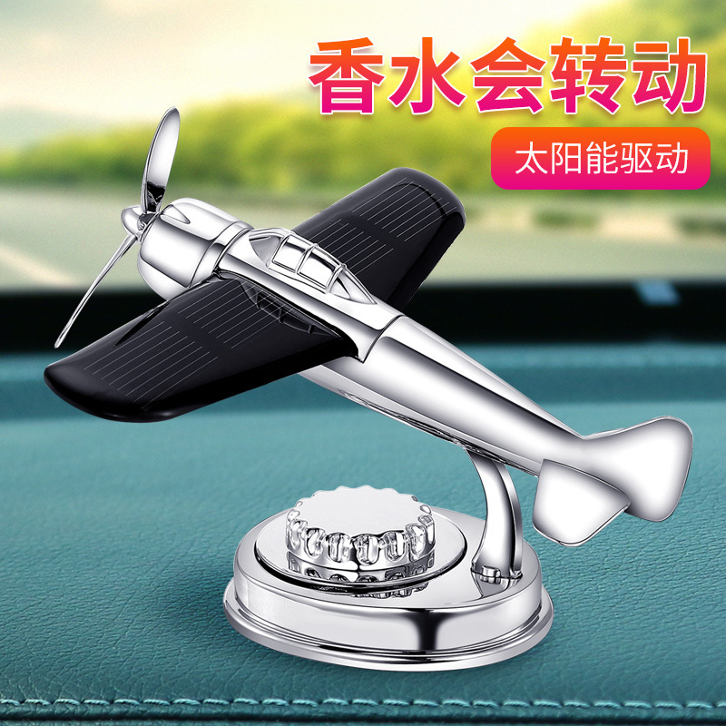 New solar-powered aircraft, creative technology, perfume, aromatherapy, in-car rotating toy model accessories details Picture