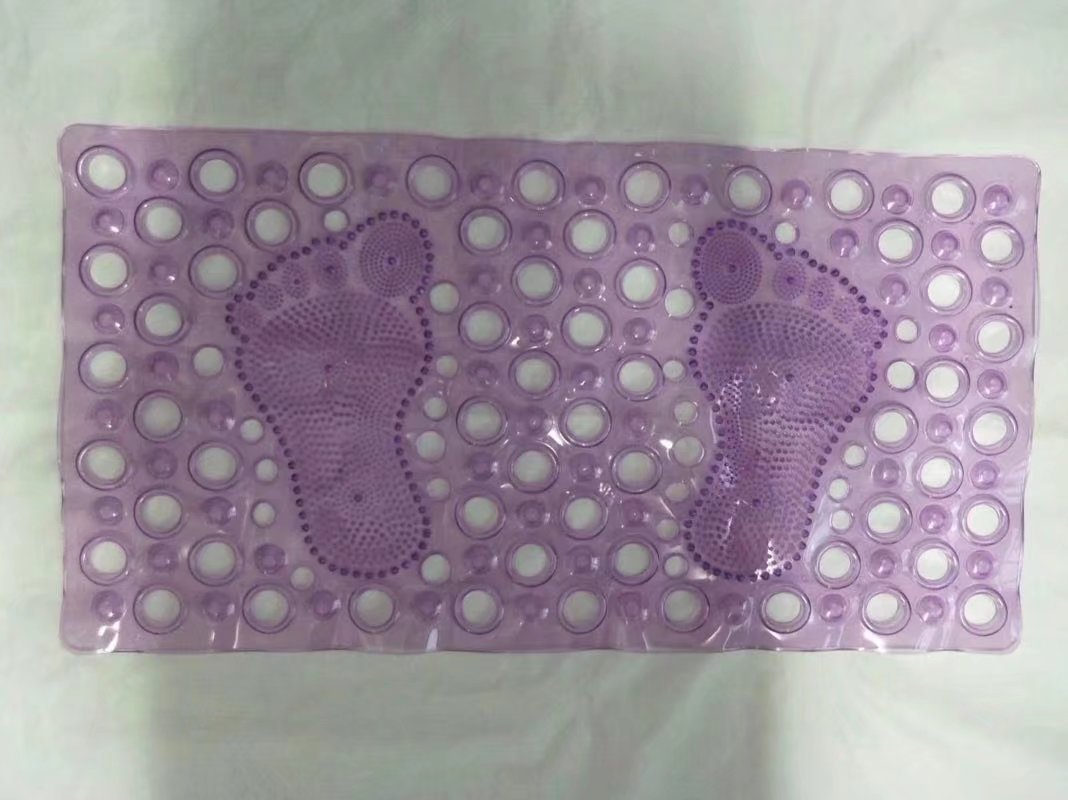 Anti-slip bathroom mat YC-01/02 Transparent solid color long square hole foot bath massage mat suction cup bathroom foot mat Specification image