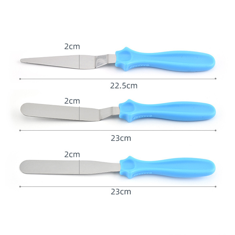 Three-piece cake spatula set: spatula, demolding knife, stainless steel smoothing knife, baking and decoration tool, cream smoothing wonder details Picture