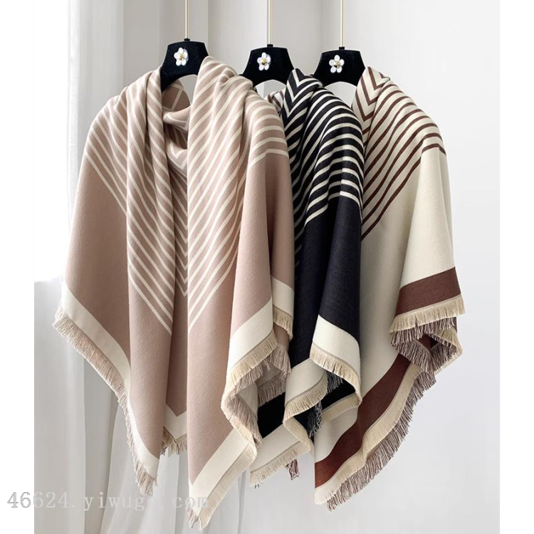 Cross-border scarf wholesale e-commerce star style square scarf shawl with fine stripes Specification image