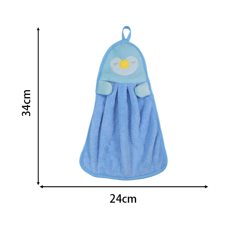 Custom-made hanging hand towels, cute penguin and duck small square towels, embroidered coral fleece thick hand towels, dirt-resistant towels Application Scenario