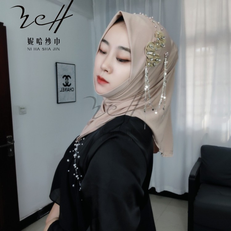 Niha Scarf Factory's Musi Headscarf, Hui Ethnic Headscarf With Tassels, Simple Style, Cross-Border Best-Selling Muslim Products, Women's Headscarf details Picture