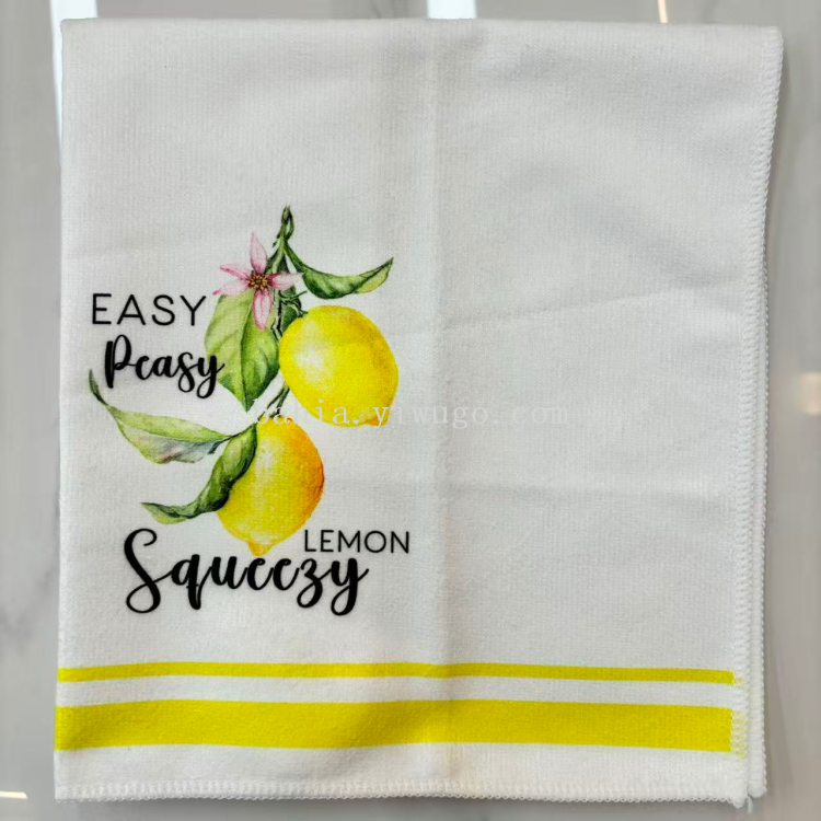 Bahia 40*60cm轻柔厨房抹布 清新柠檬数码印花茶巾 客卧茶室清洁巾